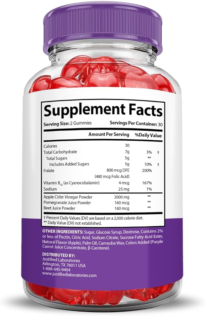 Justified Laboratories (5 Pack Ultra Quick Keto ACV Gummies Extreme 2000MG Ultraquick Keto Gummies Apple Cider Vinegar Formulated with Pomegranate Beet Juice Powder B12 Vegan Non GMO 300 Gummys