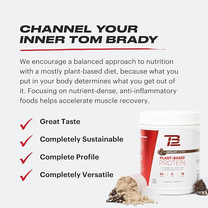 TB12 Plant Based Protein Powder by 24g of (30 Servings/2.25lbs) Servings/2.25lbs)