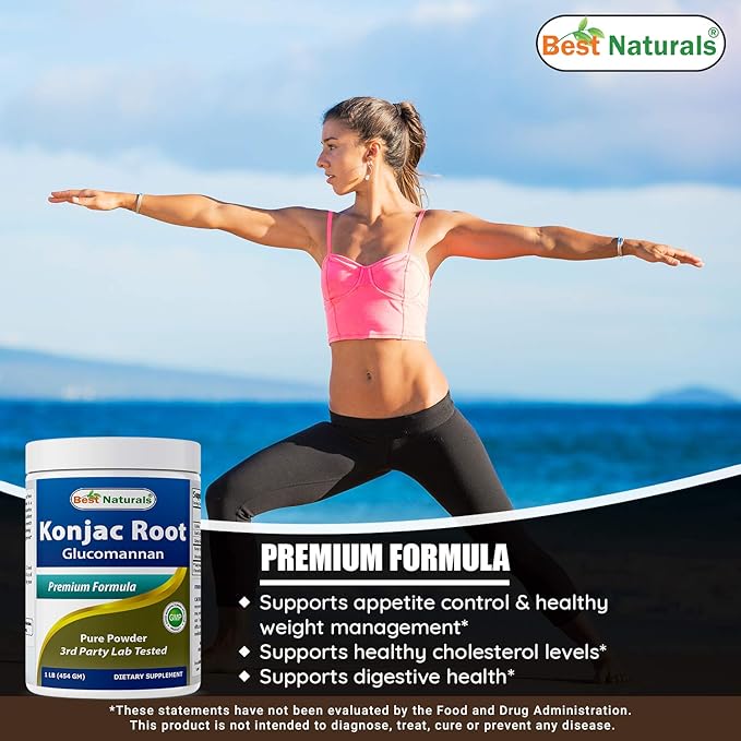 Best Naturals Konjac Root Glucomannan Powder (Non-GMO) 1 Pound