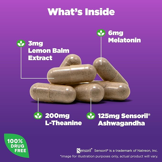 Natrol Sleep+ Calm Melatonin 6mg 30 Capsules, 30 Day
