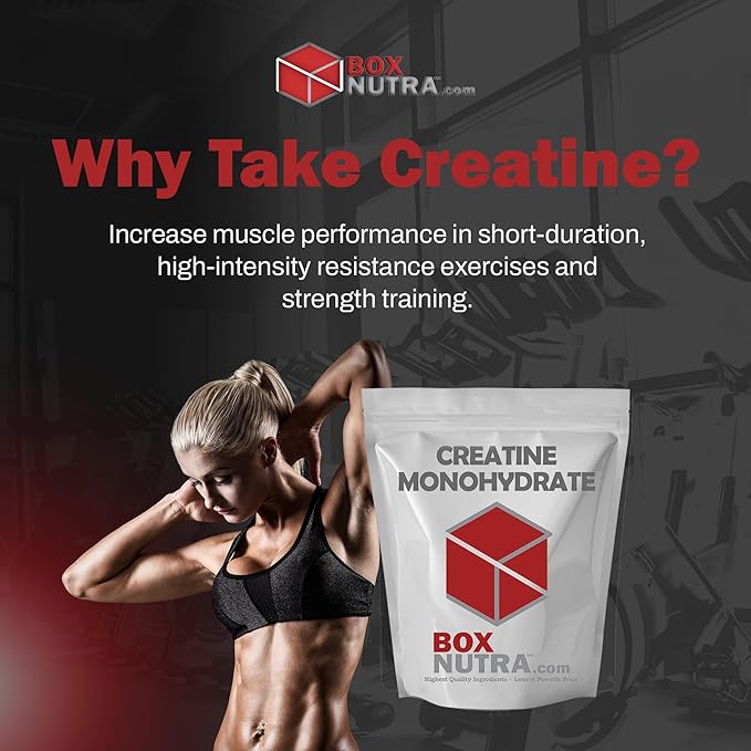 BoxNutra Creatine Monohydrate Powder - Creatine Powder for Men and Women Increases Muscle Gain - Unflavored Creatine Dissolves Well in Shakes, Smoothies, and More, 200 Servings