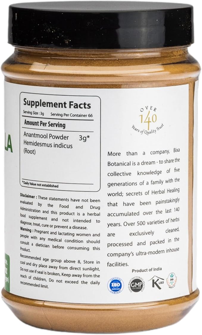 bixa BOTANICAL Sarsaparilla Root Powder 200 100% Pure