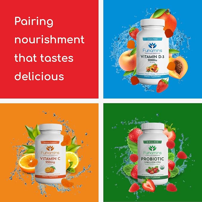 Organic Gummy MultiVitamins, Blend of 11 Essential Nutrients, for Kids and Adults, Vegan, 60 Count; Assorted Strawberry, Lemon, Orange Flavors