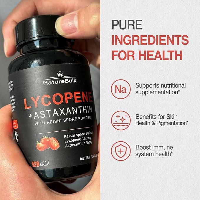 Lycopene 100mg + Astaxanthin 5mg 100% Natural 120 Veggie