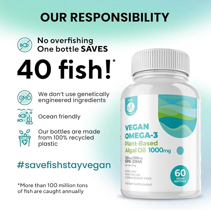DR. MORITZ Vegan Omega 3 DHA Omega-3 Fatty 1000mg - (60 Count 1))