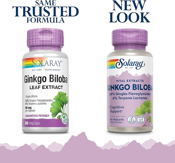 SOLARAY Ginkgo Biloba Extract, 60mg 60 Count