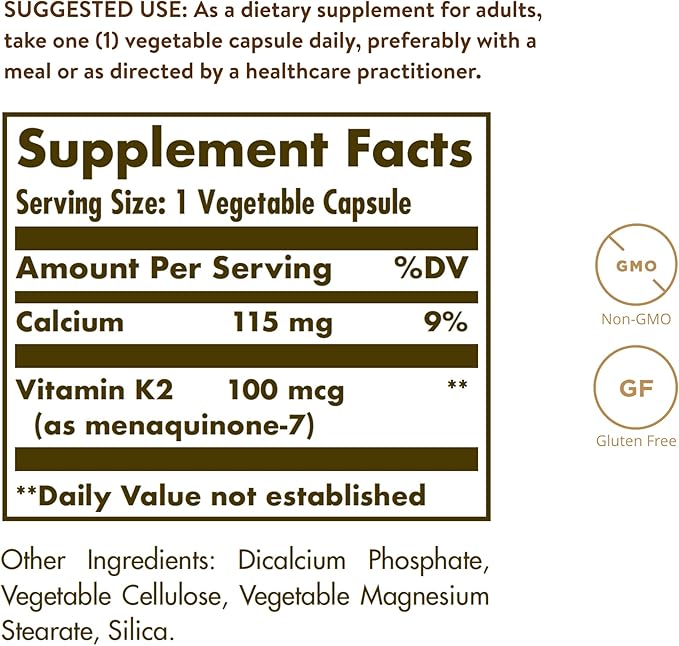 Solgar Vitamin K2 MK7 100mcg Vegetable 50 Count