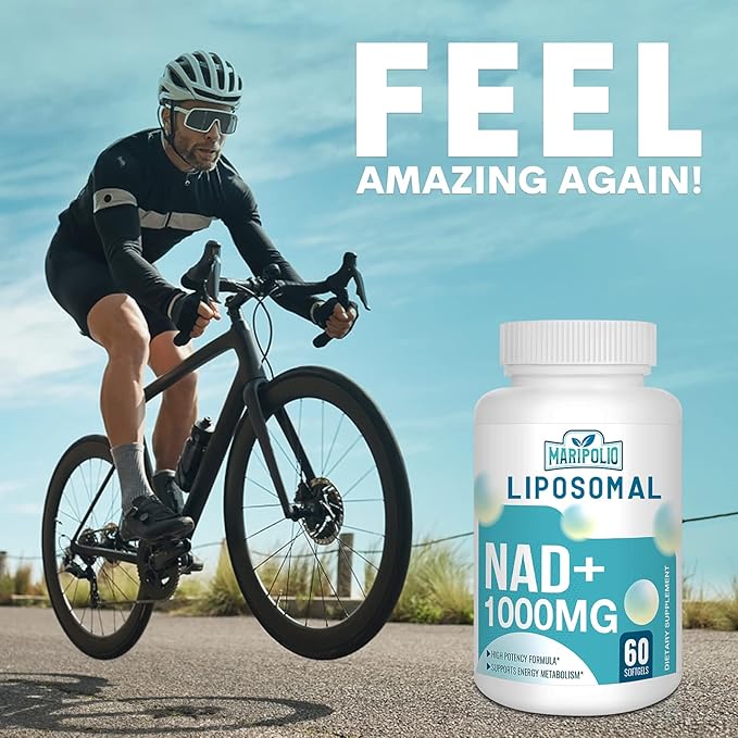 Liposomal NAD+ Supplement 1000 mg | Highest NAD Pontecy | Max Absorption | Pure NAD Supplement | Energy and DNA Repair, Aging Defense, Brain Function | 180 Softgels