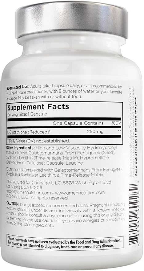 Amen Glutathione-SR+ Advanced Sustained-Release Supplement 2-Month Supply 60 Capsules