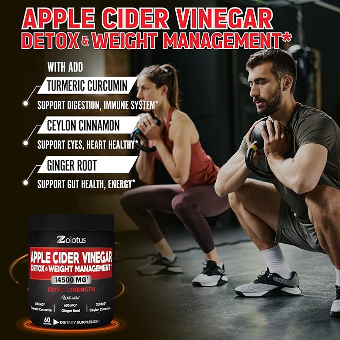 Zolotus 14x Strength Apple Cider Vinegar 14500mg, with (60 Caps)