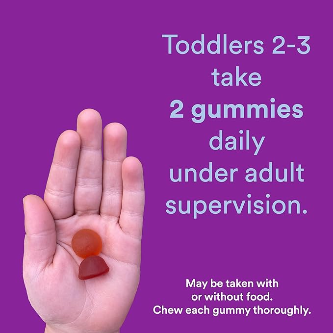 SmartyPants Organic Toddler Multivitamin Gummies: Probiotics, 3 (ALA), D3, C, B12, B6, B6, Vitamin 60 Count (30 Day