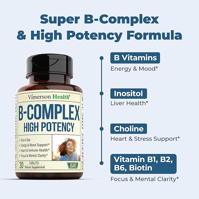 Vitamin B Complex with Vitamin B12, B2, Vitamin B6, Folic 400mcg. B
