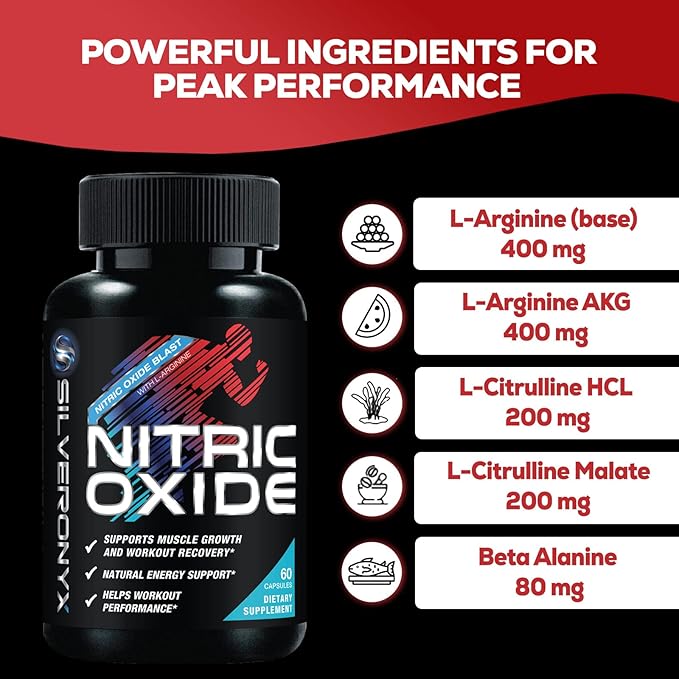 Extra Strength Nitric Oxide Supplement L 3X Strength 60 Capsules