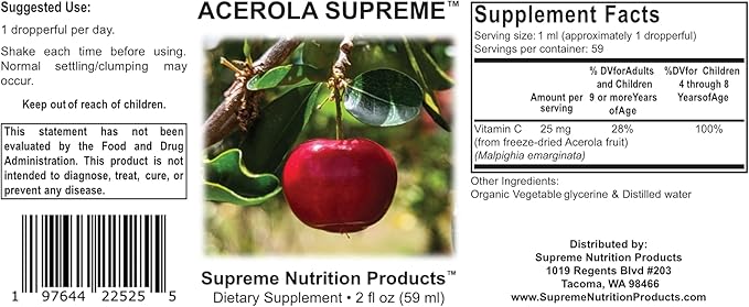 Supreme Nutrition Acerola Tincture, 2 fl oz 59 Servings