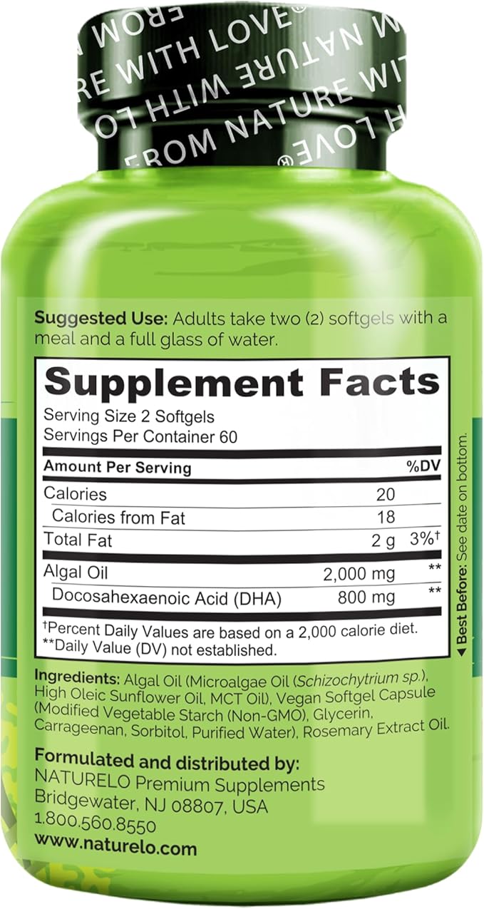 NATURELO Vegan DHA 3 Oil 120 Softgels