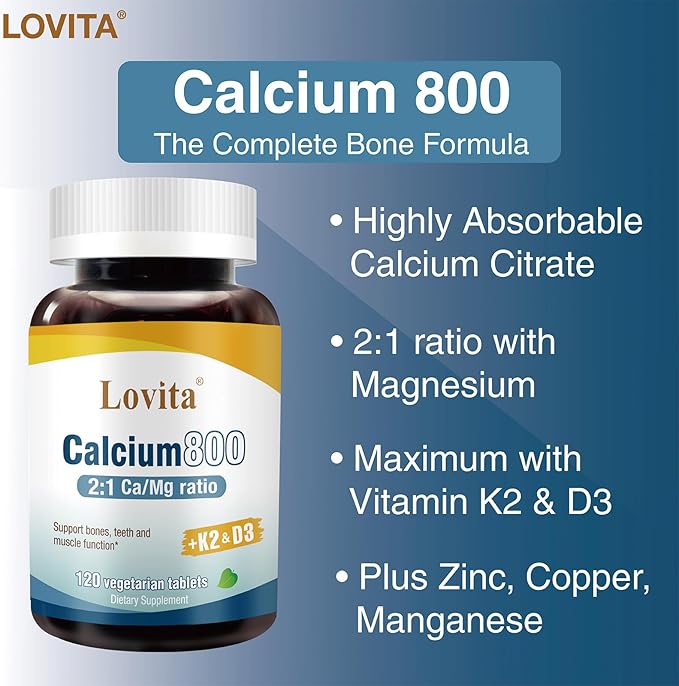 Calcium 800 mg | Highly Absorbable Calcium Citrate with Vitamin D3 & K2 | Premium 2:1 Ratio with Magnesium | Plus Zinc, Copper, Manganese | Vegan Supplement for Bone Health, 120 Tablets (Pack of 3)
