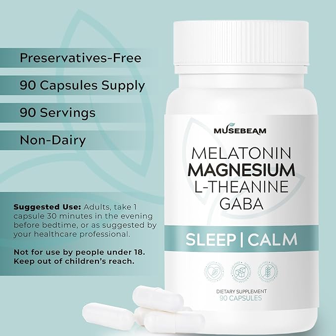 Magnesium Glycinate 275mg Melatonin 5mg L-Theanine 200mg GABA 100mg Capsules
