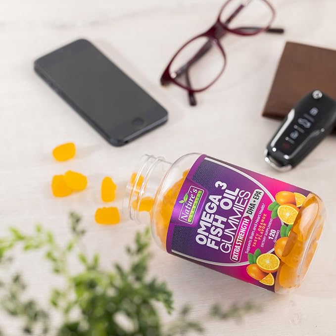Omega 3 Fish Oil Gummies, Extra 3s DHA 120 Gummies