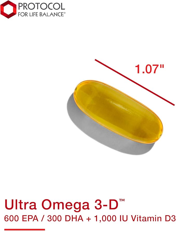 Protocol Ultra Omega 3-D 600mg EPA, 300mg DHA 1,000 IU D3 - 90 Softgels