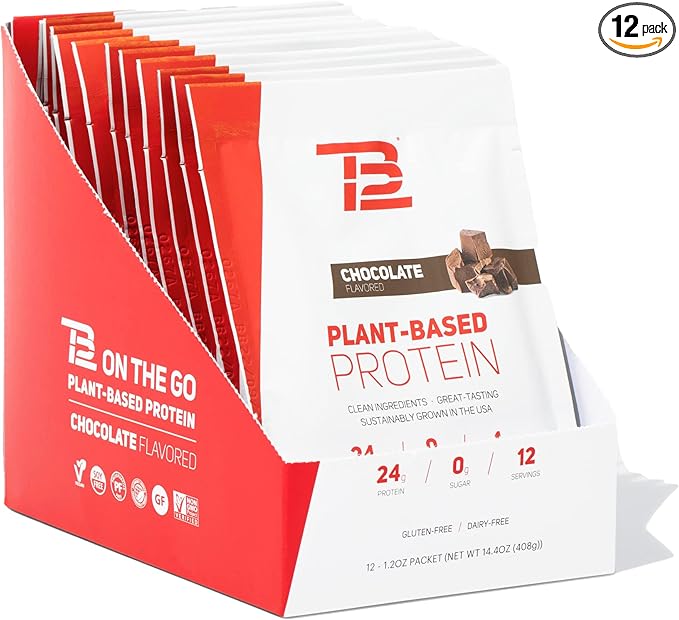 TB12 Plant Based Protein Powder by 24g of (1.12 Ounce 12 Pack)