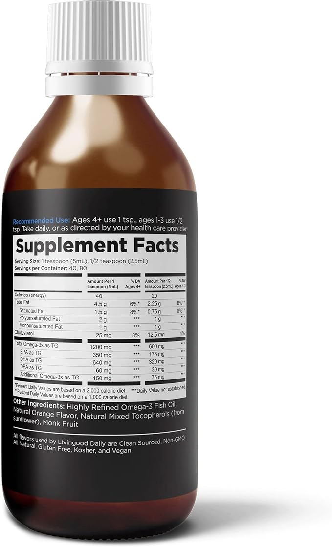Livingood Daily Fish Oil Supplements 3 Fatty (200ml) -