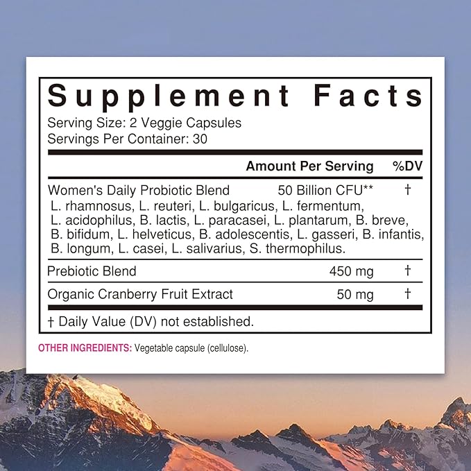 NewRhythm Women's Probiotics, Organic Cranberry 50 Billion 18 Strains, 60 Vegan