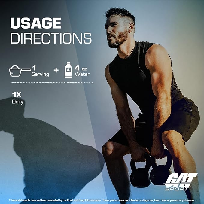 GAT SPORT Creatine Monohydrate Powder, Strength, Brain Health, Anti-oxidant, Endurance, for Men & Women, Unflavored (30 Servings)