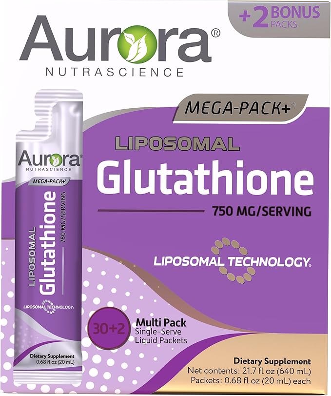 Aurora Nutrascience Mega-Pack Liposomal Glutathione, Antioxidant, 750 mg 32 Packets, 21.7 fl (640 mL)