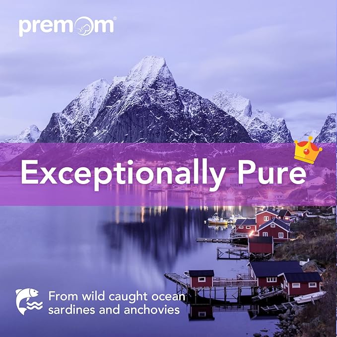 Premom Prenatal DHA Fish Oil: Triglyceride 3 with 470mg DHA, 200mg EPA 400 IU D3 Supplement