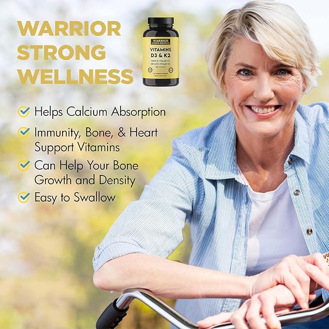 Vitamin D3 and K2 Supplement 5000IU Vitamin D3 and 180MCG Vitamin K2 Supplement 2 Month-Supply, 60 Veggie