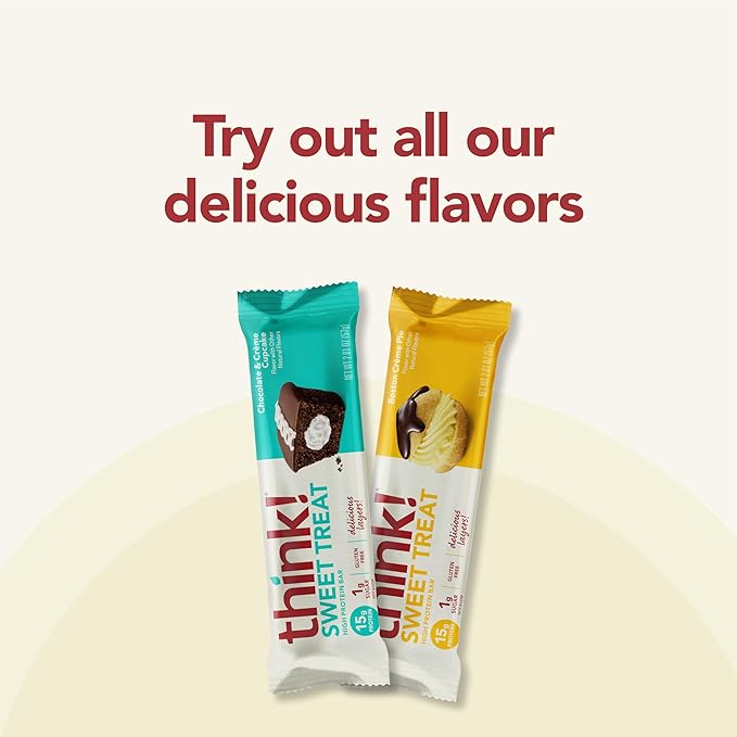 think! Protein Bars, High Protein Snacks, Gluten Free, Kosher Friendly, Sweet Treat, Boston Creme Pie, 10 Count