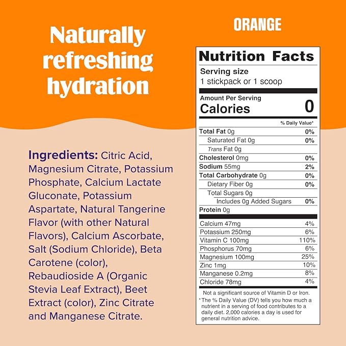 Ultima Replenisher Daily Electrolyte Powder Drink Mix – Orange, 30 Servings – Hydration Powder with 6 Key Electrolytes and Trace Minerals – Keto Friendly, Vegan, Non-GMO and Sugar-Free
