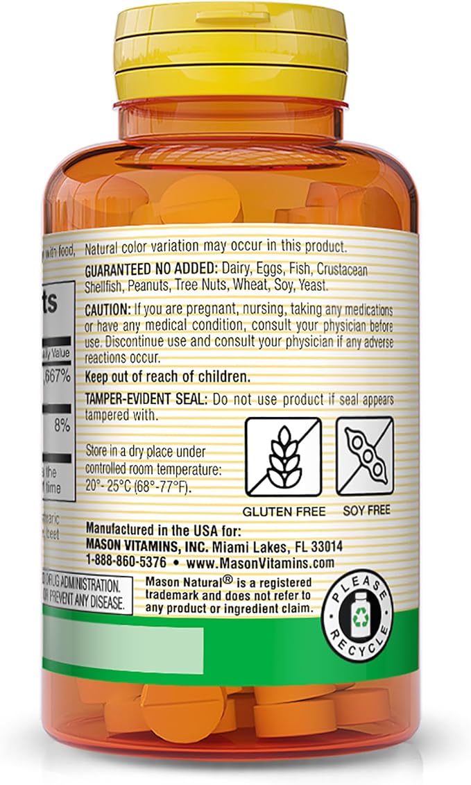 Mason Vitamins B-12 1000Mcg Cyanocobalamin Extended Release Tablets, 60-Count Bottles (Pack of 3)