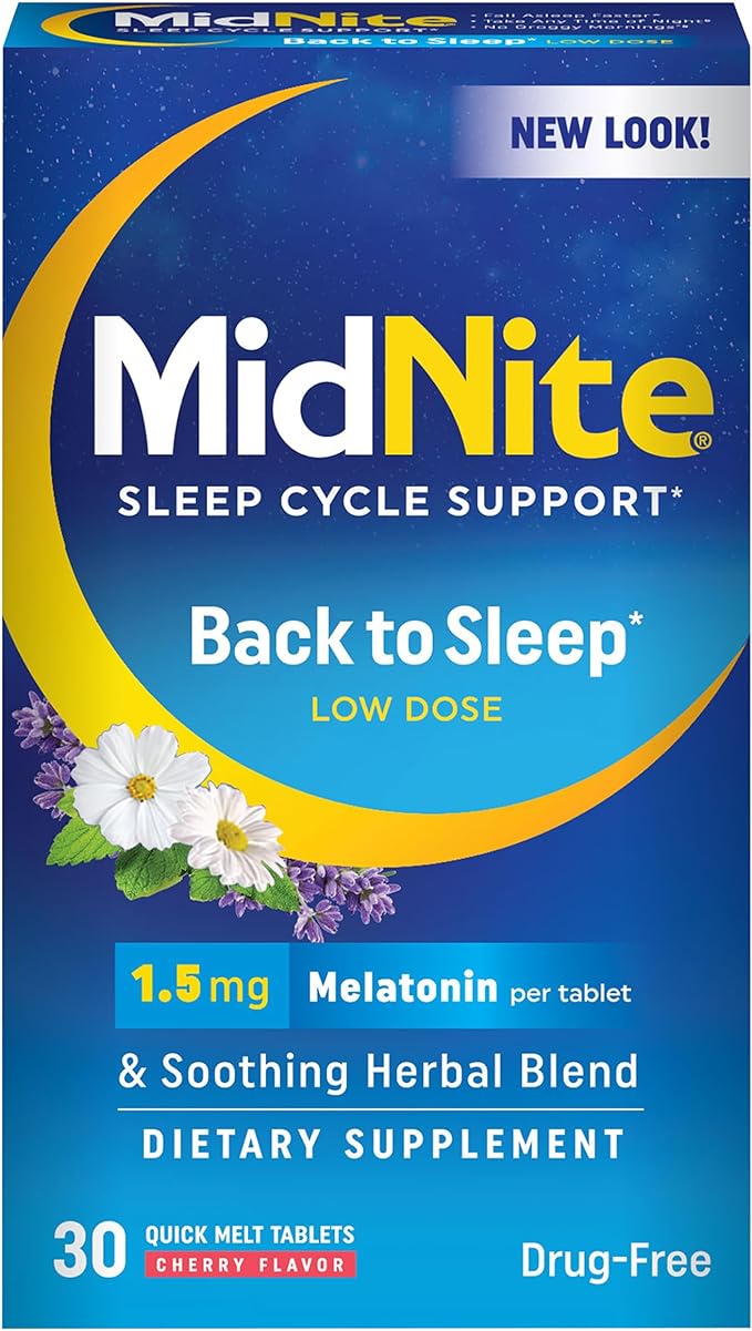 MidNite Time Release 6mg Melatonin 30 1.5mg Melatonin 30 Cherry