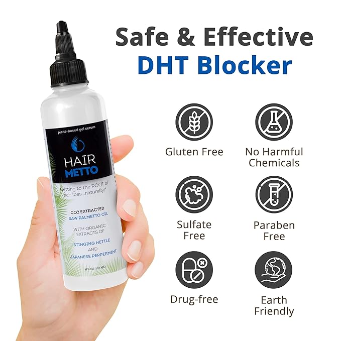 HAIRMETTO Serum for Hair Loss and Regrowth with Saw Palmetto, Stinging Nettle, Rosemary Oils, Peppermint Scent, Unisex,4oz