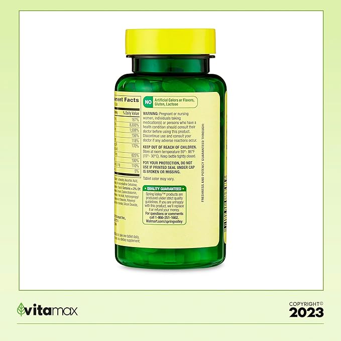 Spring Valley Super Vitamin B-Complex Tablets 100 Count 3 Months (2 Items)