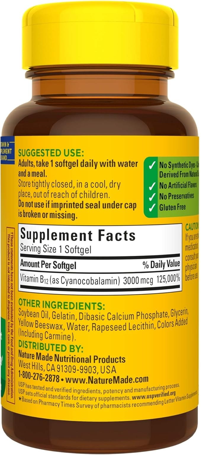 Extra Strength Vitamin B12 3000 mcg 60 Count