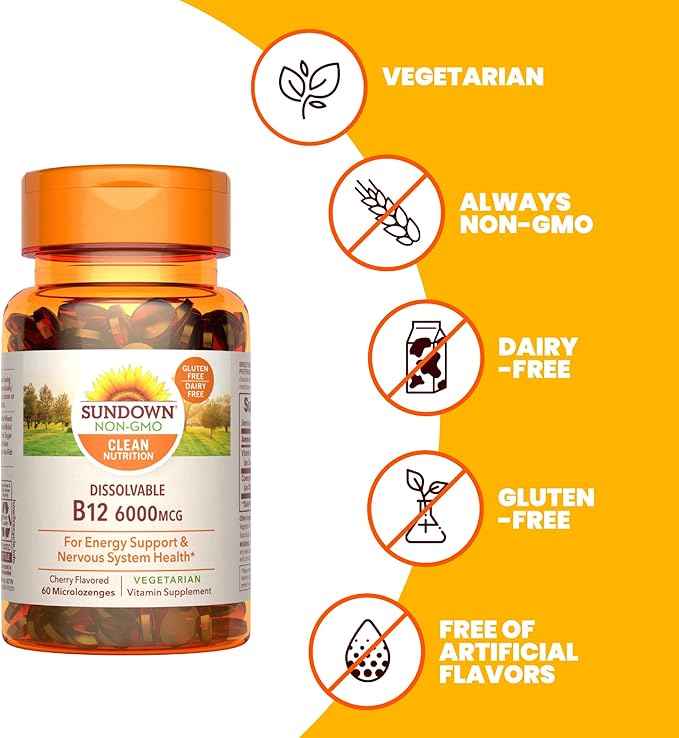 Sundown Vitamin B12 Microlozenges, 6000 mcg, 60 Count