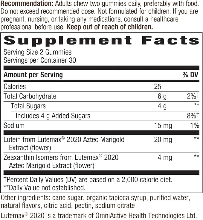 Nature's Way Lutein Gummies with Zeaxanthin, 60 Count