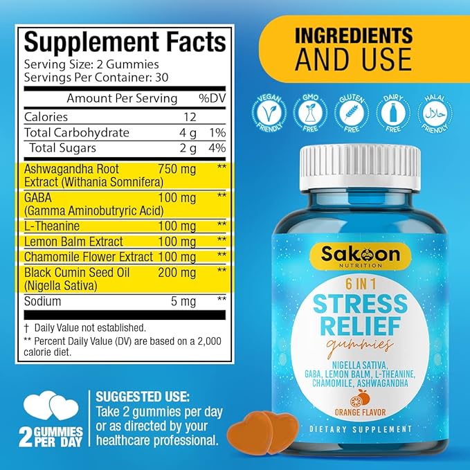 6-in-1 Stress Relief Gummies 60ct 60 gummies