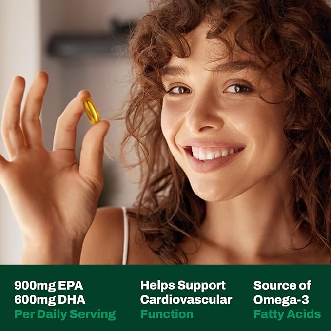 Omega-3 Fish Oil Supplement 3000mg Fish 900mg EPA, 600mg DHA 120 Softgels