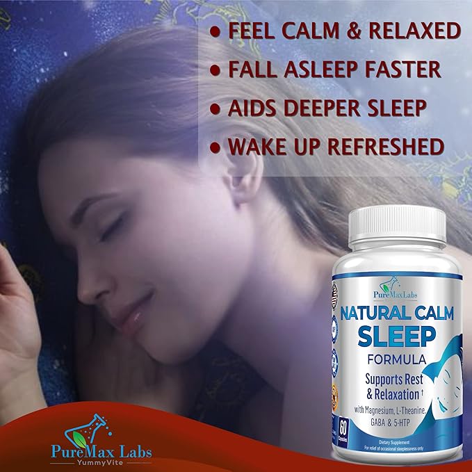 Natural Calm Sleep Aid with Magnesium, 5-Htp | 60 Capsules
