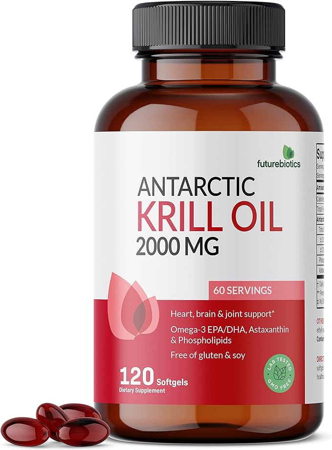 Futurebiotics Antarctic Krill Oil 2000mg Omega-3s EPA, 100% Pure 120 Softgels
