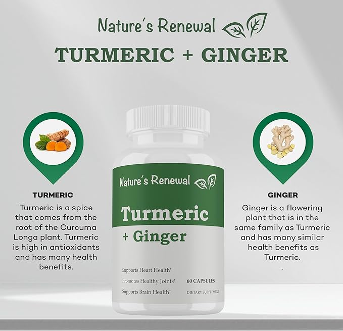 Nature's Renewal Turmeric + Ginger 95% Standardized 60 Capsules