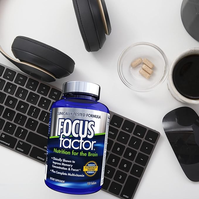 Focus Factor Nutrition for The Brain, Improved Memory & Concentration Brain Supplement, Complete Multivitamin with Vitamins B6, B12, D, Bacopa Monnieri & Tyrosine, 150 Count (Pack of 3)