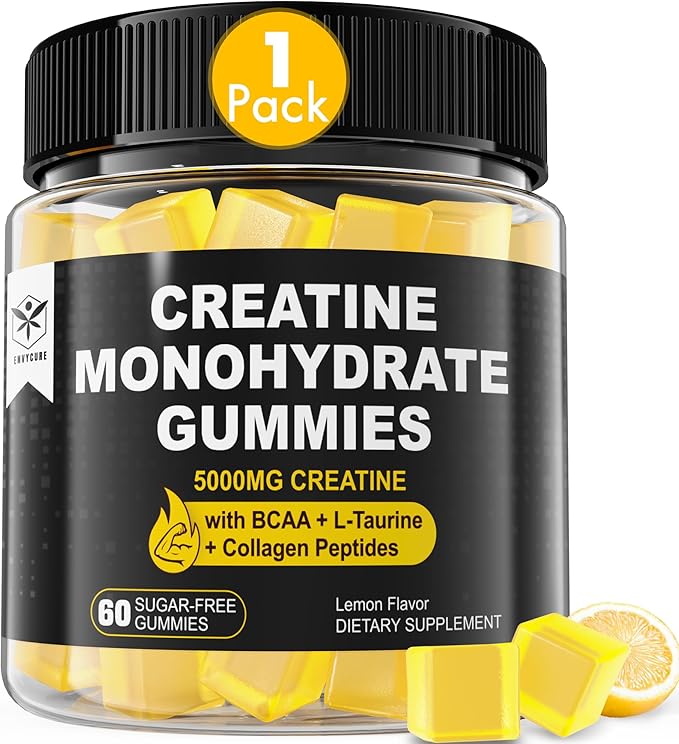 Creatine Monohydrate Gummies 5g for Men 7000mg with B12, D3, D3, Chewables 1 Pack