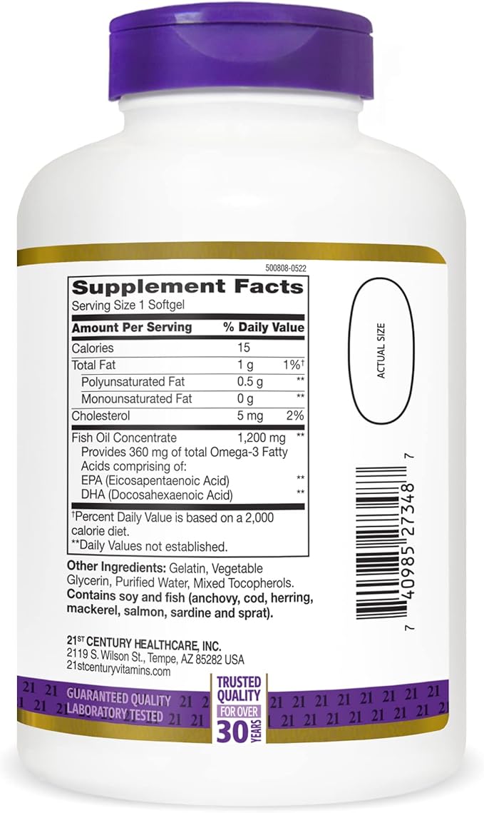 21st Century Fish Oil 1200 mg 140 Count