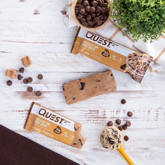 Quest Nutrition Chocolate Chip Cookie Dough - High Protein, Low Carb, Gluten Free, Keto Friendly, 2.12 Oz , 4 Count (Pack of 5)