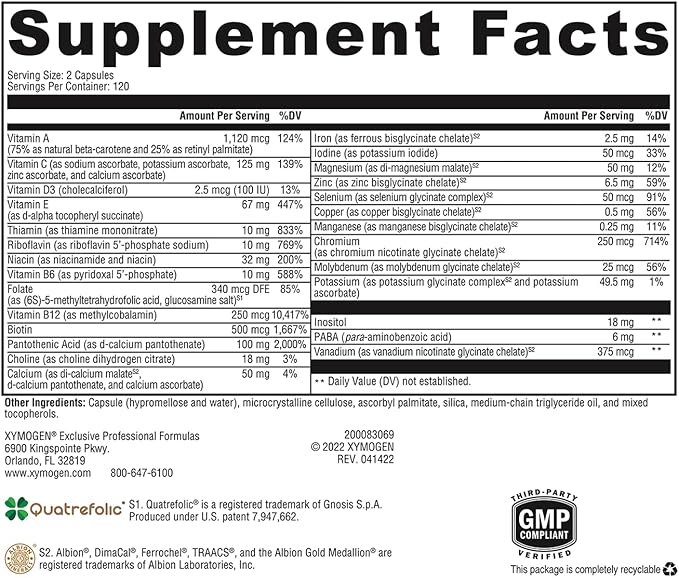 XYMOGEN ActivNutrients with Iron and Copper (240 Capsules)