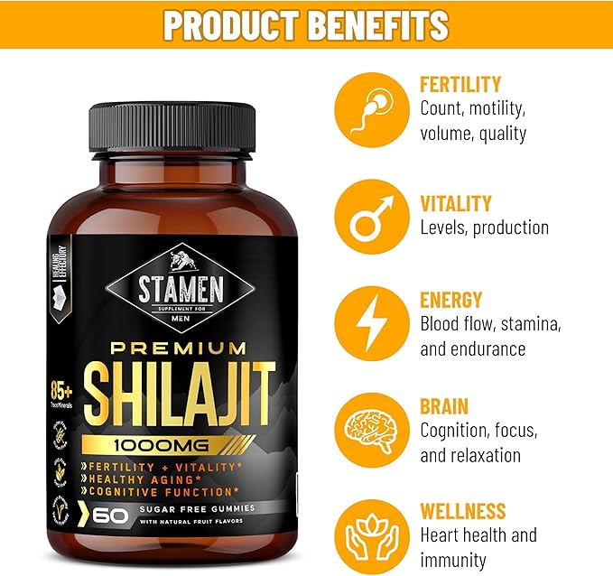 30,000 MG Shilajit, Sugar-Free Non-Gmo Supplement Gummies, Natural Organic Fruit Flavor, Fulvic Acid 60 Count